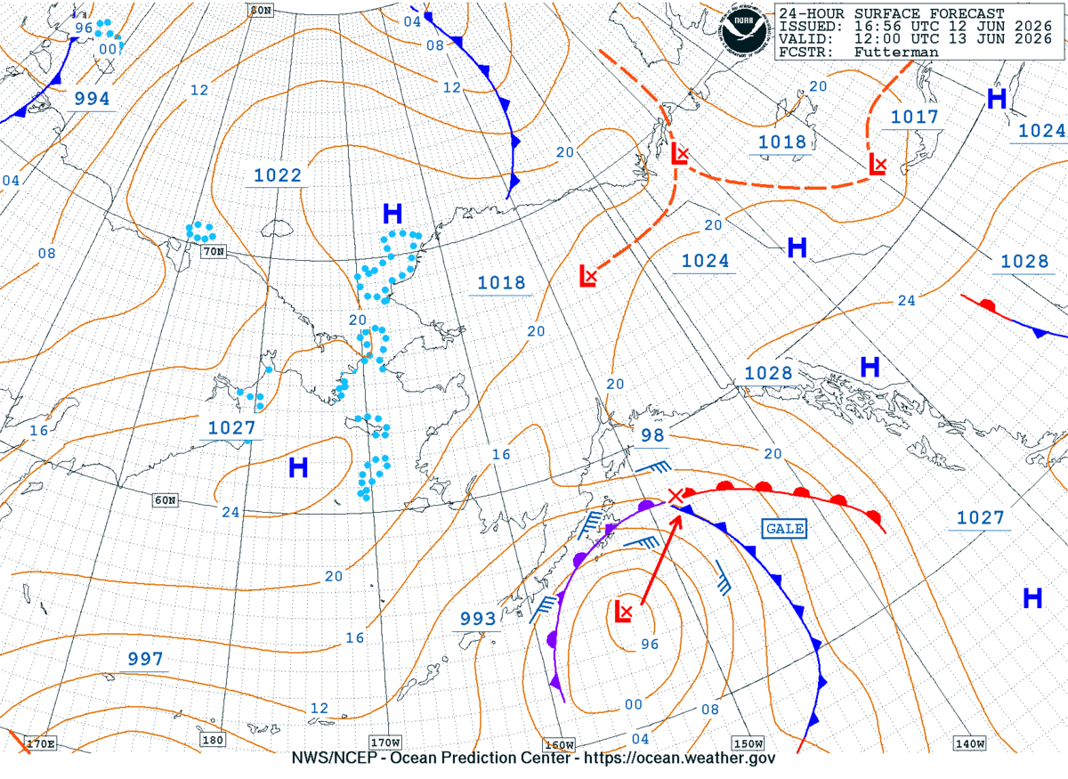 Alaska/Arctic 24 Hour Surface Forecast