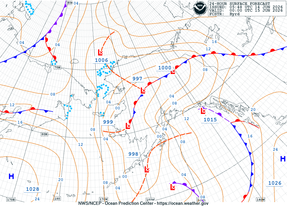 Alaska/Arctic 24 Hour Surface Forecast