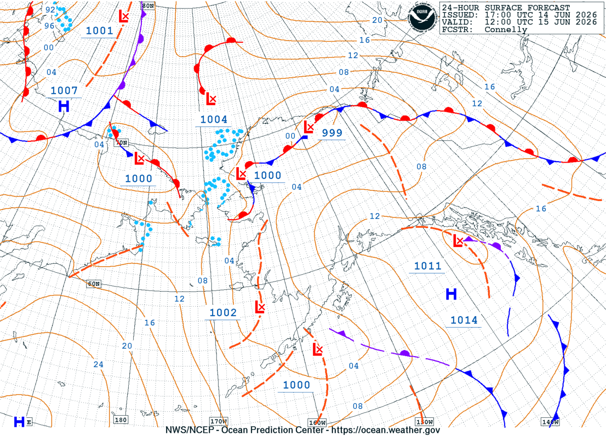 Alaska/Arctic 24 Hour Surface Forecast