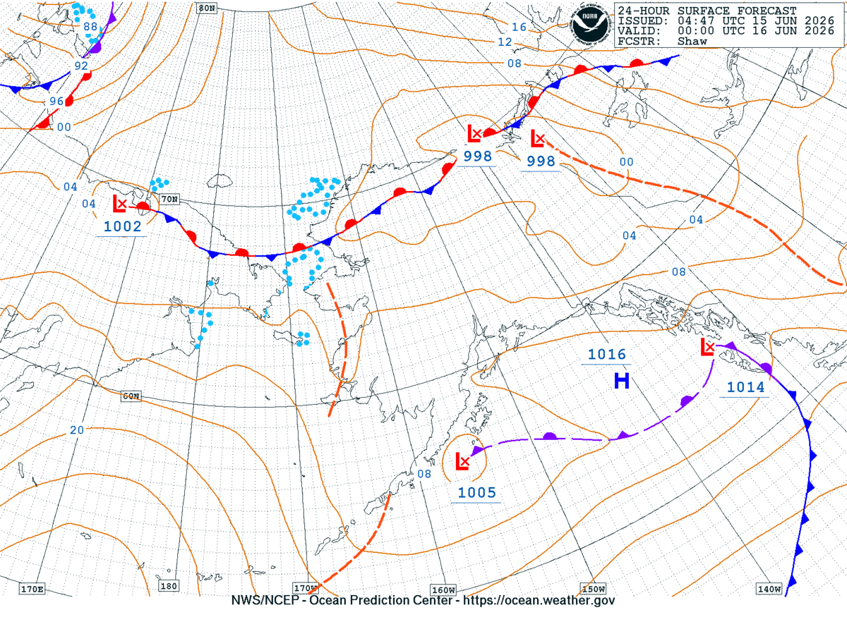 Alaska/Arctic 24 Hour Surface Forecast