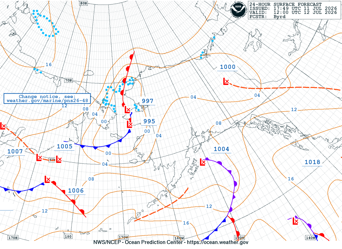 Alaska/Arctic 24 Hour Surface Forecast