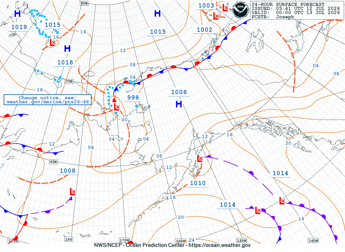 Alaska/Arctic 24 Hour Surface Forecast