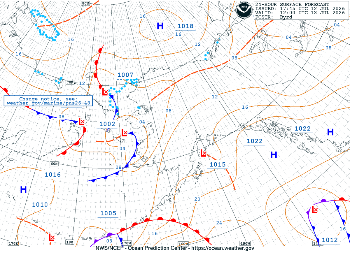 Alaska/Arctic 24 Hour Surface Forecast