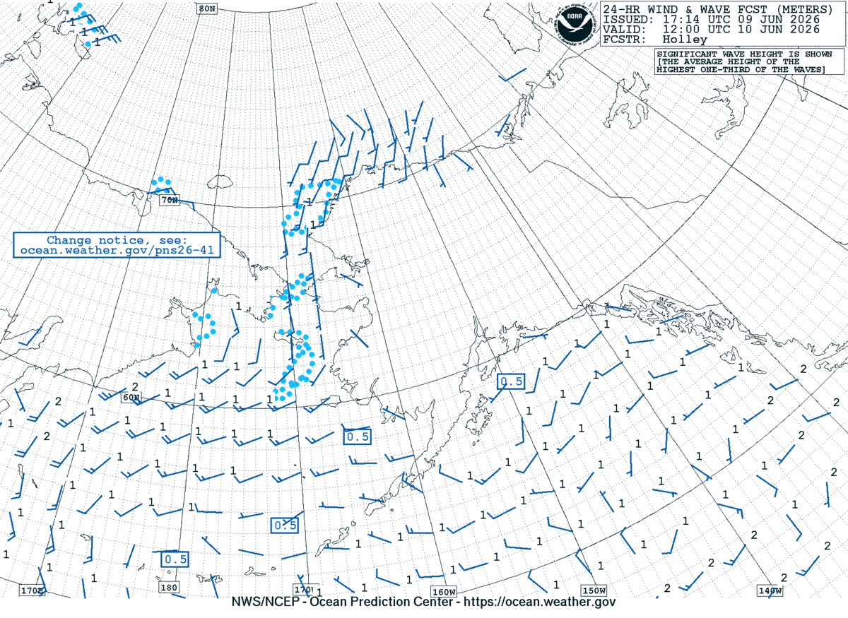 Alaska/Arctic 24 Hour Wind & Wave Forecast
