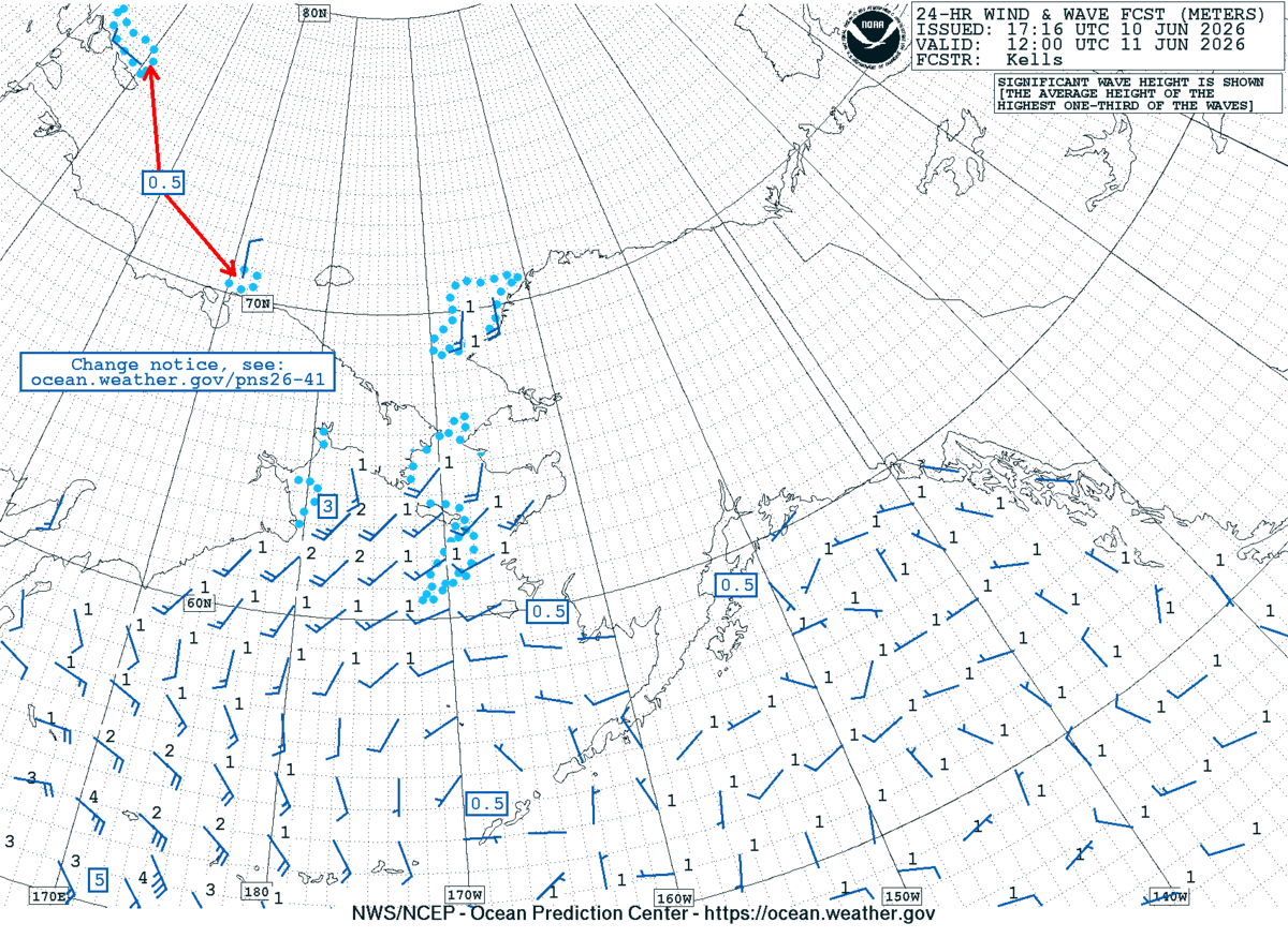 Alaska/Arctic 24 Hour Wind & Wave Forecast