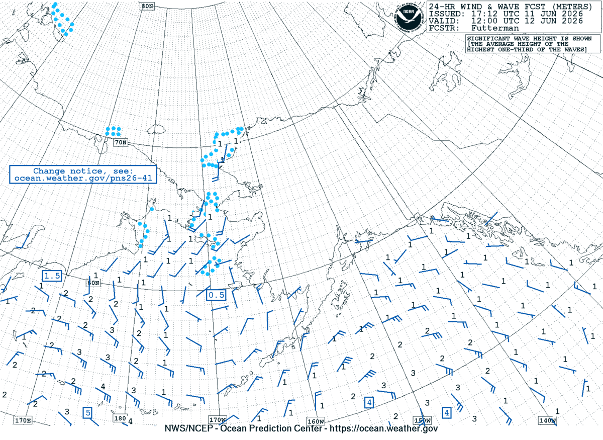Alaska/Arctic 24 Hour Wind & Wave Forecast