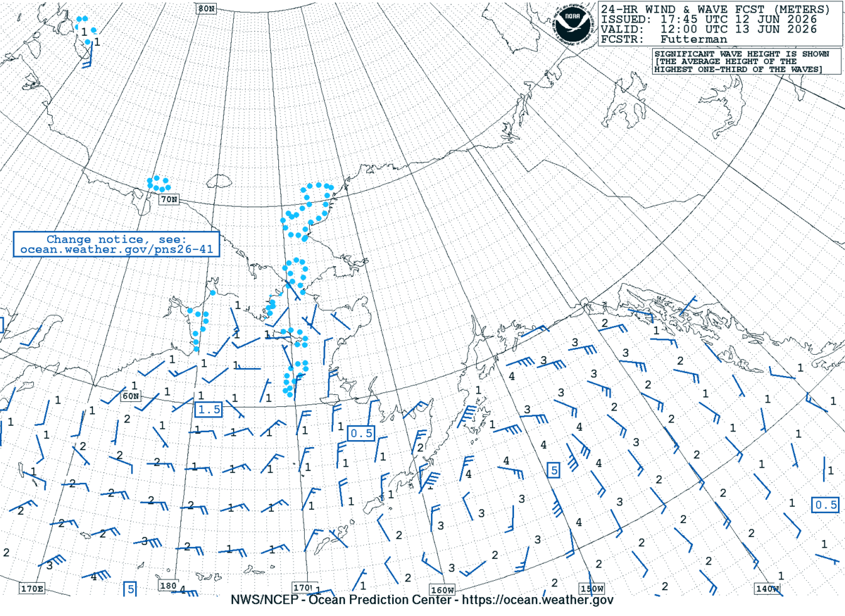 Alaska/Arctic 24 Hour Wind & Wave Forecast