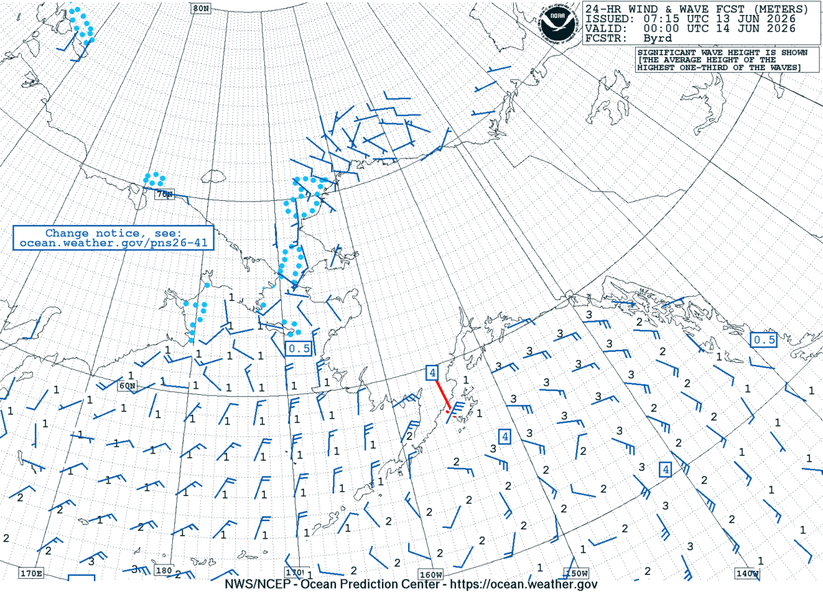 Alaska/Arctic 24 Hour Wind & Wave Forecast