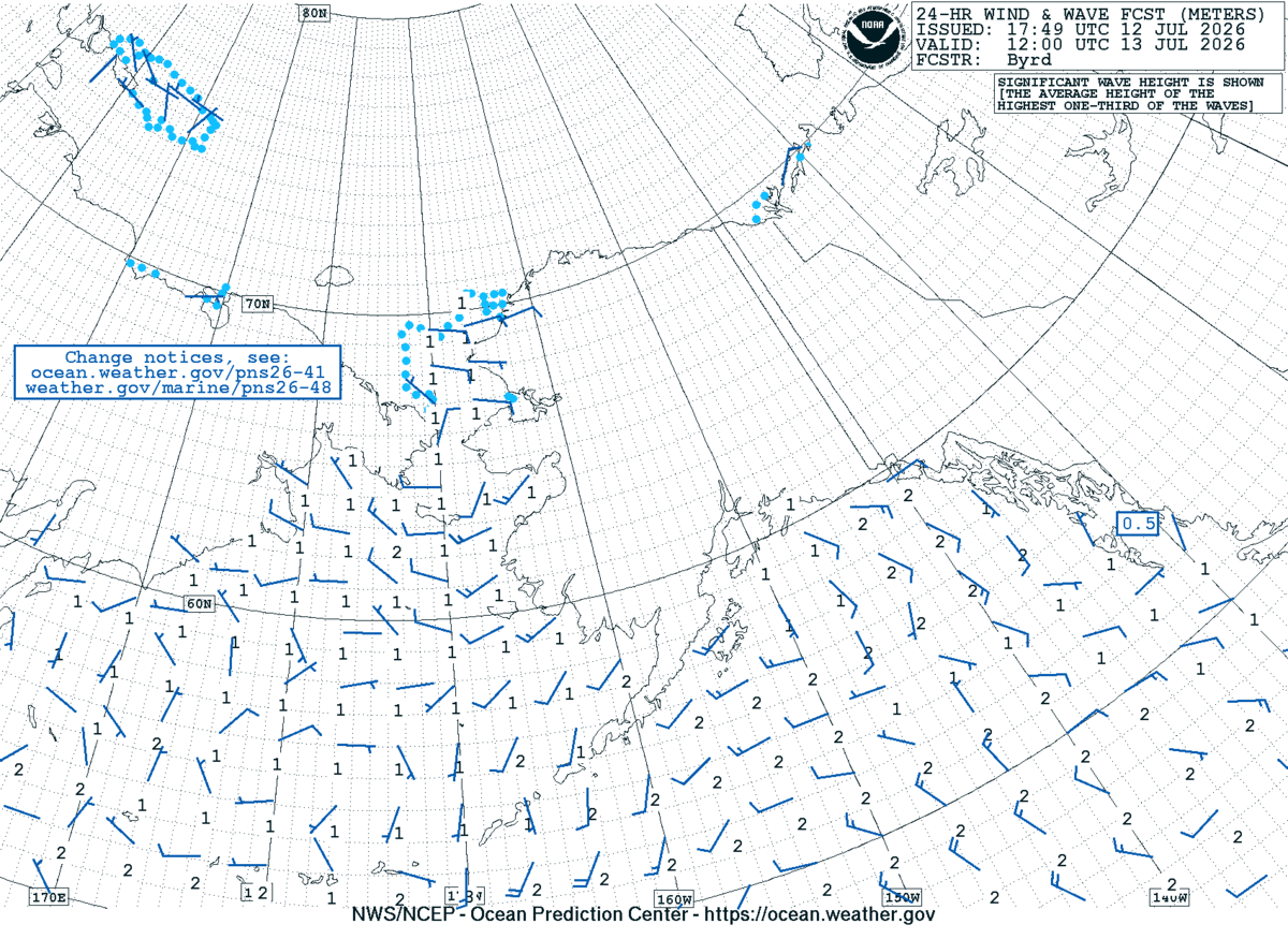 Alaska/Arctic 24 Hour Wind & Wave Forecast