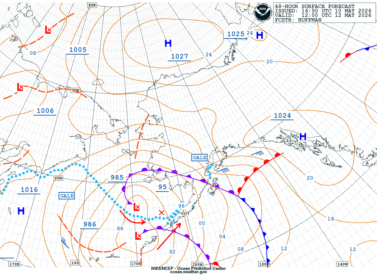 Alaska/Arctic 48 Hour Surface Forecast