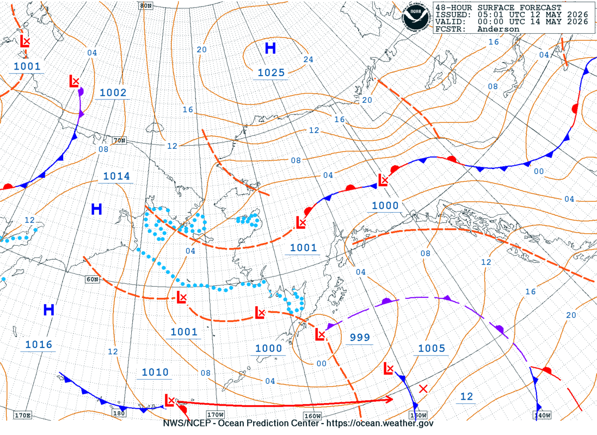 Alaska/Arctic 48 Hour Surface Forecast