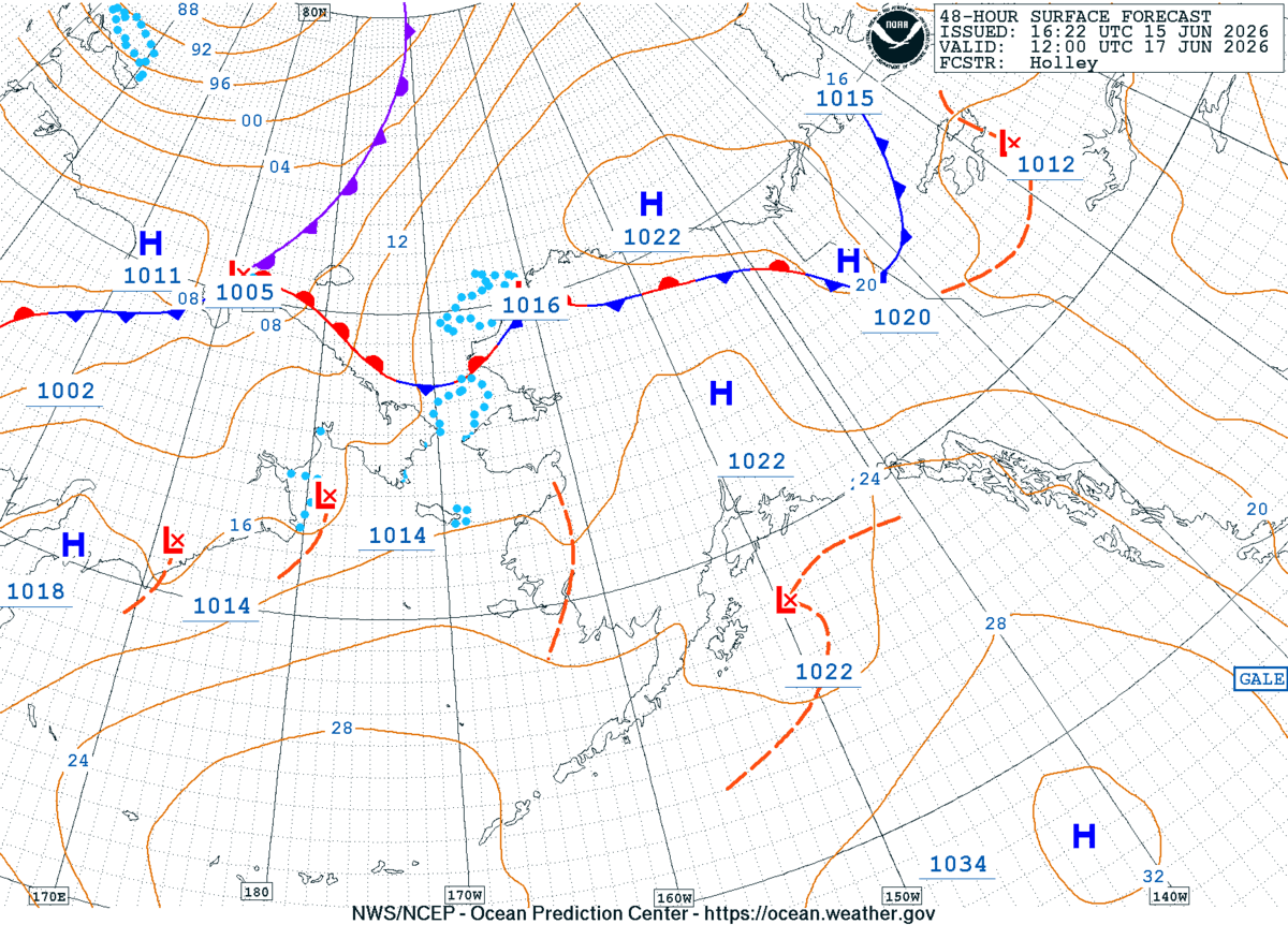 Alaska/Arctic 48 Hour Surface Forecast