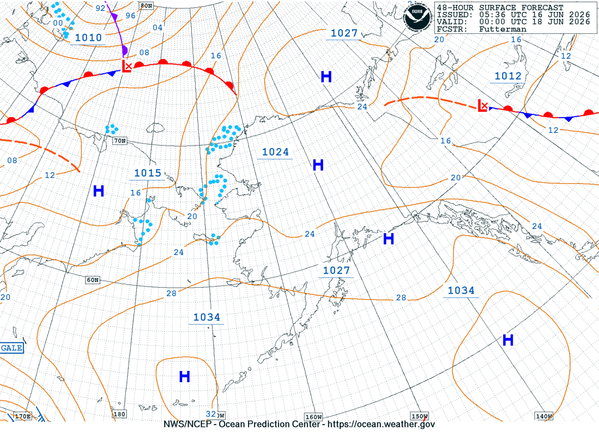 Alaska/Arctic 48 Hour Surface Forecast