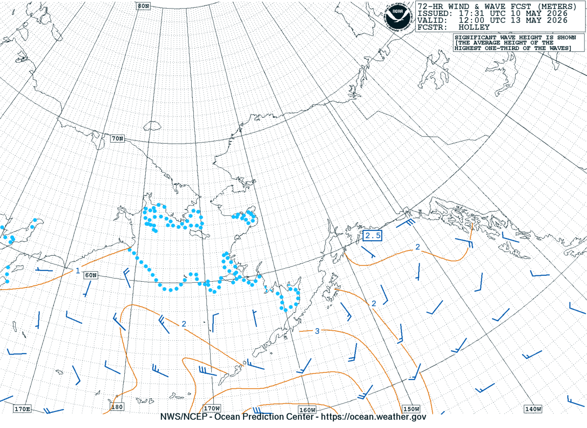 Alaska/Arctic 72 Hour Wind & Wave Forecast