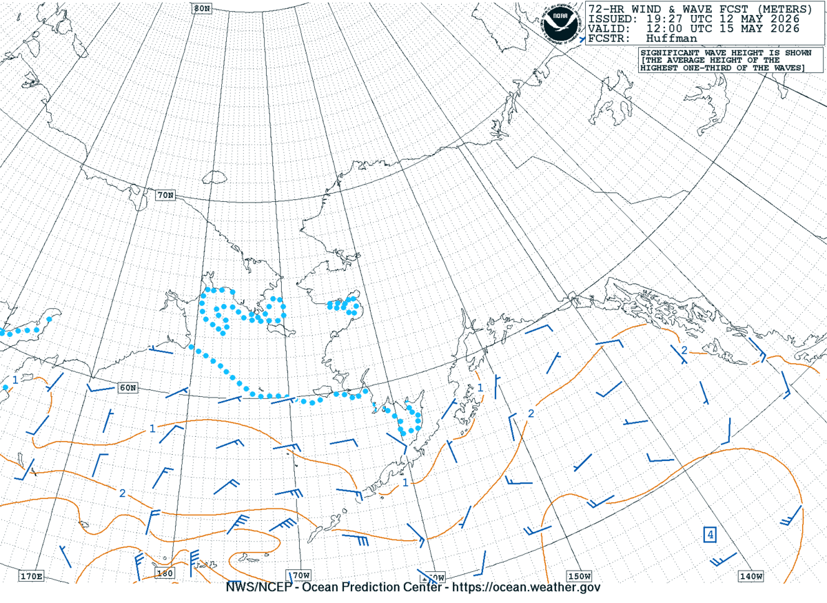 Alaska/Arctic 72 Hour Wind & Wave Forecast