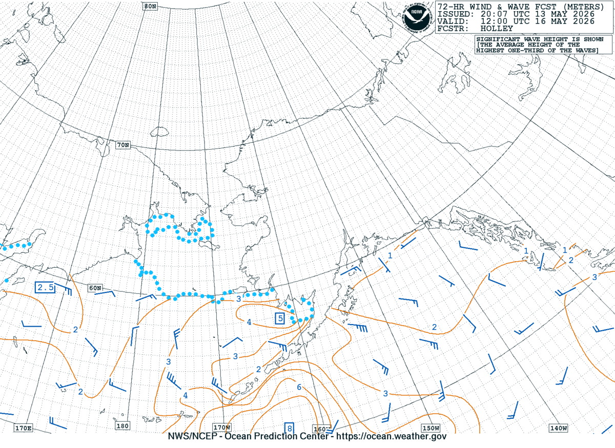 Alaska/Arctic 72 Hour Wind & Wave Forecast