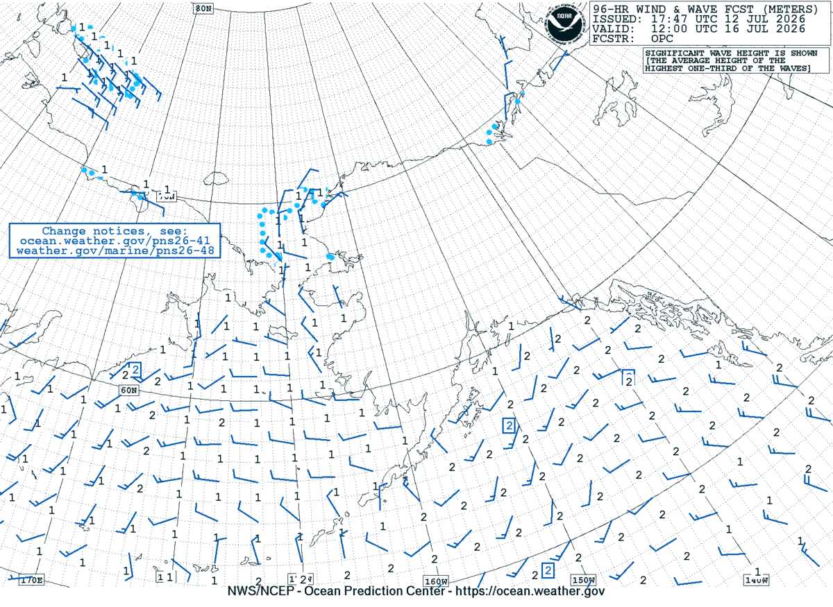 Alaska/Arctic 96 Hour Wind & Wave Forecast