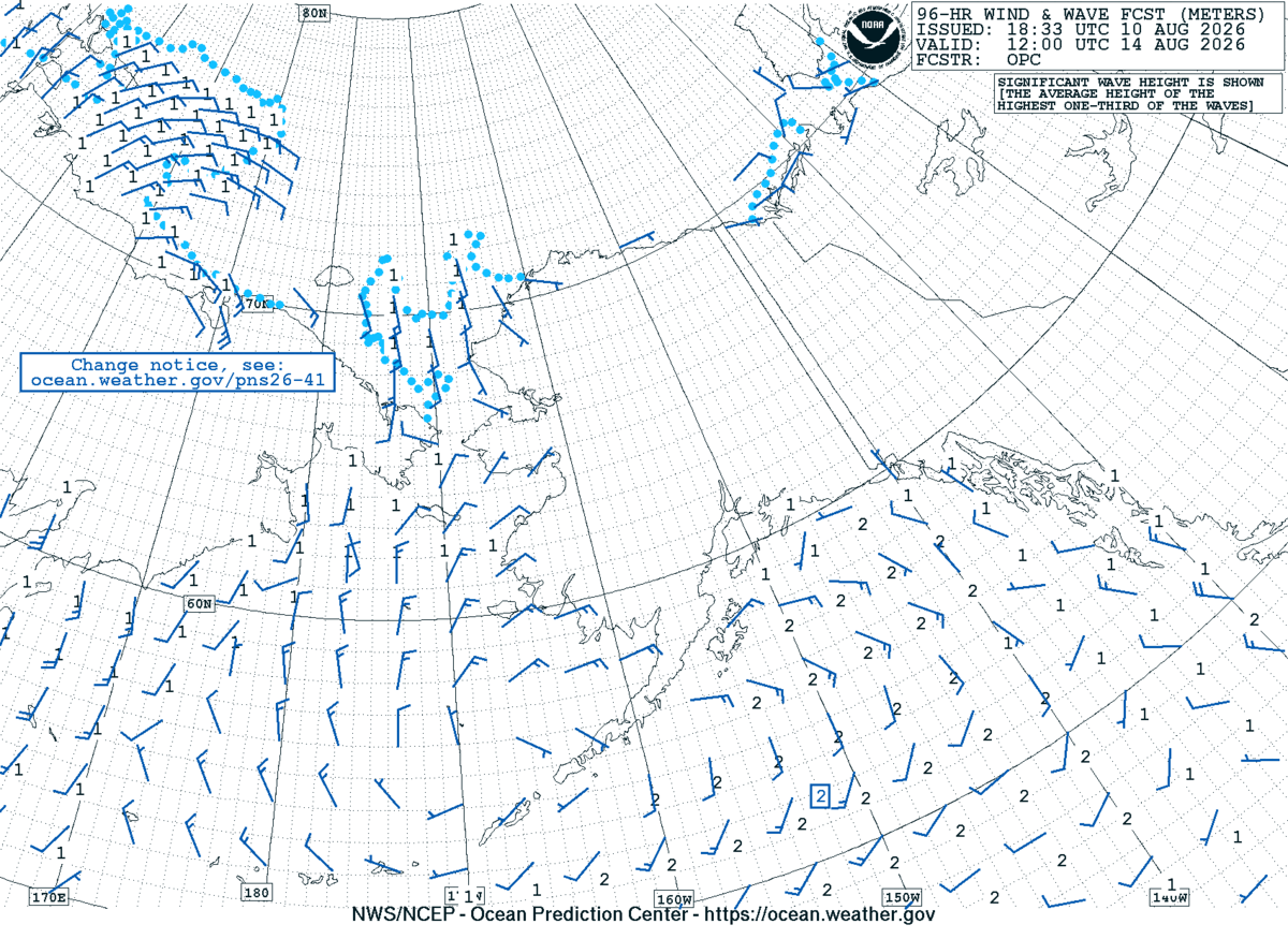 Alaska/Arctic 96 Hour Wind & Wave Forecast