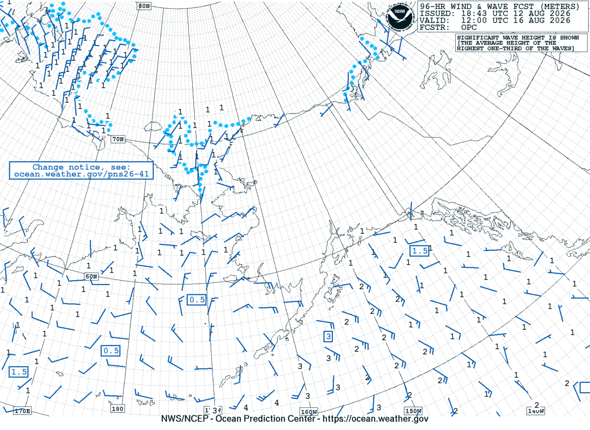 Alaska/Arctic 96 Hour Wind & Wave Forecast