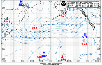 Latest 72 hour Pacific 500 mb forecast--High Seas